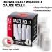 Premium Gauze Rolls 12pk - 3 Sizes (4x2, 4x3, 4x4) - 4.1yd Length - Individually Wrapped - Buy Online on GoSupps.com