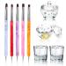 9Pcs Nail Art Brushes Dappen Dish Set - Nail Dappen Dish for Monomer Acrylic Nail Liquid Powder: 2 Dappen Dish for Acrylic Nails with Lid & 2 Glass Nail Cup Crystal Monomer Dish & 5 Acrylic Nail Brush Set 9 Piece Set
