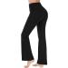 VEZAD Women's Boot-Cut Yoga Pants - Tummy Control, Non See-Through, Workout Bootleg Pants | Black, Large - Buy Online on GoSupps.com