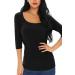 Gemolly Women's Black 3/4 Sleeve Square Neck Tee - Size Small - Buy Online on GoSupps.com