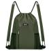 WANDF Drawstring Backpack with Shoulder Pad Sports Gym Backpack with Mesh Pocket Drawstring Backpack for Women and Men (Dark Green)