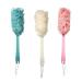 Loofah on A Stick 3 Pack Back Scrubber for Shower Body Bath Brush with Long Handle Mesh Pouf Exfoliating Body Spa Brush Bath Sponge Brush Set for Women and Men - Beige Pink Green