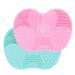 Sioppkik 2 pieces silicone make-up brush cleaning mat make-up brush scrubber matt cosmetic cleaning pad wearable wash tool with suction cup 2 large apple-shaped mat (green+pink)