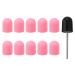 Beaupretty 10st grinding sand cap bit electrical nailfeiler manicure grinding cap nail grinding head manicure tool nail art polishing cap grinding tape plastic frosted pink 2