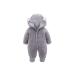 Voopptaw Warm Baby Winter Jumpsuit Fleece Romper Suits Cute Thick Bear Snowsuit for 0-12months 6-9 Months Grey