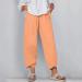 Xibodsi Women's Linen Capri Pants - Elastic Waist Tapered Wide Leg Trousers, 00-Orange Large - Buy Online on GoSupps.com