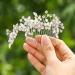IYOU Bridal Wedding Hair Comb Silver Flower Crystal Hair Pieces Rhinestone Bridal Headpieces Pearl Bride Hair Accessories for Women and Girls