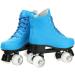 XUDREZ Double Row Roller Skates Adjustable Leather High-top - Blue Flash, Women's 12 / Men's 10.5 - Buy Online on GoSupps.com