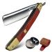 Fbrerurt razor set traditional manual beard razor with red wood handle - Straight cut throat razor incl (stainless steel) k002