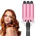 Hair Curling Iron Three Barrel Curling Iron Wand 1 Inch Ceramic Tourmaline Triple Barrels Dual Voltage Hair Curler 3 Barrels Hair Crimper 2021 Version Hair Waving Styling Tools for Women & Girls