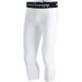 COOLOMG Youth Boys Compression Pants 3/4 Basketball Baselayer Sports Tights Running Training Leggings Capris White X-Large