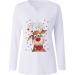 MNEVN Women's Reindeer Print Christmas Long Sleeve V-Neck T-Shirt - Small White - Buy Online on GoSupps.com