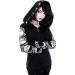 Punk Gothic Black Hoodie with Eyelet Zip-up - Women's Oversized Coat (4X-Large) - Buy Online on GoSupps.com