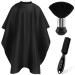 NICEMOVIC Hair Cutting Barber Cape with Neck Duster Brush and Barber Brush Professional Barber Accessories Cleaning Supplies for Salon Haircut Styling (Black)