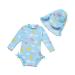 BONVERANO Baby Girls Swimsuit Toddler Bathing Suit Long-Sleeve Zipper One Piece Swimwear with UPF 50+ Sun Protection 2-3 Years Cloud