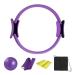 Alettous 5-part Pilates ring set 14 "Yoga Fitness Magic Circle Pilates equipment kit for home training including ball stretch belt extension belt and training ring for fitness violet