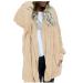Hanxiulin coat plush jacket hoodie jacket oversize winter coat women sweater fleece sweater long arm stand -up collar upperwear warm bomber jacket breathable winter coat fleecet 4xl beige