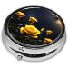 Beautiful Yellow Roses Round Pill Box - 3 Compartment Portable Travel Organizer - Buy Online on GoSupps.com