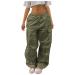 Parachute Pants Y2K Women Cargo Pants Baggy Cargoose Track Pants Streetwear Vintage Jeans Pants 90s E-Girl Streetwear Cargo Pants Y2K Sports pants Lang Lock 07-green XL