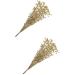 HOMSFOU 2 Bunches Imitation Golden Powder Berry Artificial Berry Branches Christmas Ornaments Sparkling Floral Sprays Artifical Flower Arrangements Christmas Picks Plastic Supplies Flash