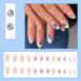 Justotry 24 Pcs Butterfly Almond Short False Nails | Milky White French Press on Nails | Nude Fake Nails with Nail Glue | Stiletto Medium Stick on Nails for Women - Buy Online on GoSupps.com