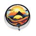 Sunrise Mountainround Pill Box 3 Compartments Round Pill Box Organizer for Purse Or Pocket Portable Travel Pill Box