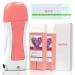 Roll on Wax Kit, Seopri Wax Roller Kit for Hair Removal, Roller Waxing Kit with 2 Rose Soft Wax Cartridge, 100 Wax Strips, 10 Wax-removing Wipes, Depilatory Wax for Women & Men Sensitive Skin Pink