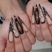 Buy Brown Stiletto Press on Nails with French Tips & Rhinestones - 24pcs Luxury Gothic Acrylic Nails for Halloween - Glossy Stick on Nail Designs for Women - Buy Online on GoSupps.com