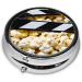 Cinema Movie Clapboard & Popcorn Round Pill Box - 3 Compartment Mini Decorative Travel Organizer for Medicine Tablets & Vitamins - Buy Online on GoSupps.com