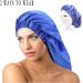 Ladaypoa Long Satin Hair Hood - 2 Pieces Women's Extra Large Silky Sleeping Cap - Black & Blue | Ideal for Hair Protection & Overnight Comfort - Buy Online on GoSupps.com