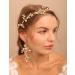 Deniferymakeup Bridal Floral Rhinestone Headband Rhinestone Earring Set Gold Wedding Accessories for Women and Girls - Buy Online on GoSupps.com