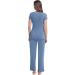 Maternity Pyjama Set XL | Short Sleeve Tops & Long Pants | Summer Cool & Moisture Wicking | Pregnancy & Nursing Sleepwear in Dusty Blue - Buy Online on GoSupps.com