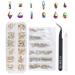 Beifenl Nail Art Set Irregular Crystal Diamond Round Rhinestones Flat Bottom Curved Black Tweezer Nipper Wax Dotting Pen Tools