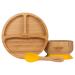 nohla - Bamboo Baby & Toddler Suction Plate Bowl & Silicone Spoon Weaning Set - Suction Ring for Secure Grip on Smooth Surfaces - Eco-Friendly BPA-Free - Yellow Yellow Set
