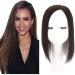Side Parting Real Human Hair Topper Clip in U-Part Silk Base Hairpiece Straight Seamless Wiglet Crown Replacement Left Part 32cm Brown Left Part 32cm Brown
