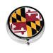 Flag of Maryland Portable Metal Pill Box Round Mini 3-Compartment Plastic Insert hinged Fastening Design Suitable for Small Pills Must-Have for Travel