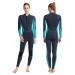 Vofiw Wetsuit for Womens Mens 2mm Neoprene Full Wet Suits Front Zipper Diving Suit Keep Warm Swimsuit for Snorkeling Diving Surfing Swimming Large Womens Navy Blue