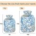 Hot Water Bottle with Cover | Naanle 2L Transparent Heat Bottle for Pain Relief & Therapy - White Blue Flowers - Buy Online on GoSupps.com