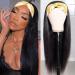 Utrue hair Headband Wig Human Hair Straight hair 20 Inch Headband Wigs for Black Women Brazilian Virgin Hair Machine Made None Lace Front Wigs Natural black color 20 Inch (Pack of 1) Headband wig-Straight hair-Natural color