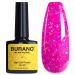 BURANO Glitter Gel Nail Polish  LED UV Nail Gel Shimmer Holographic Effect Soak off Gel Curing Required  No Chip Gel Polish Sparkle Chunky Gel Home DIY Nail Salon Nail Art Design (Hot pink) LP6