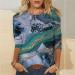 oelaio Women's Summer Fashion T Shirt 3/4 Sleeve Shirts Round Neck Blouses Trendy Marble Print Graphic Tshirts Ladies Multicolor Large - Buy Online on GoSupps.com