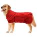 Geyecete Dog Drying Coat -Dry Fast Dog Bag-Dog Bathrobe Towel-Microfibre Fast Drying Super Absorbent Pet Dog Cat Bath Robe Towel-Red-M Medium Red(Microfibre)
