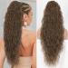 PORSMEER 28 inches Ponytail Extension Brown Long Beach Wave Drawstring Clip in Pony Hair Extension Synthetic Pony Tail Hairpiece for Women