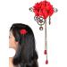 Maciun Steampunk Hair Clip - Flower Hair Clips Steampunk Hair Clips with Tassels Chain Rose Flower Hair Clip Vintage Gothic Hair Accessories for Women Red - Buy Online on GoSupps.com