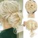 Claw Messy Bun Hairpieces Clip Wavy Curly Hair Chignon Clip in Hairpieces Tousled Updo Doughnut Hair Bun Synthetic Hair Ponytail for Women Girls Bleach Blonde