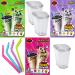 DIY Boba Milk Tea Kit, Enjoy your Boba at Home just like the taste of your go-to Boba Shop, Multiple Flavors Matcha, Taro, Black Tea, Total 9 Servings, Included Straws and Cups (Pack of 3)