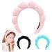 Spa Headband for Women Sponge Terry Towel Cloth Fabric Head Band Puffy Makeup Headband for Skincare Face Washing Makeup Removal Shower Facial Mask (Pink)