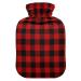 Black red buffalo plaid karo hot bottle with reference hot water bottles for pain relief hot water bag feet and bed warmers for neck and shoulder pain 1l