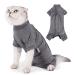 Heywean Katzenbody after op castration pet-medical surgical shirt surgical recovery suits for cats long-sleeved catwear anti-trim alternative neck crauses for cats s gray