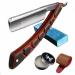 Fbrerurt Sustainable Shaving Set Razor Super Badger Hair Shaving Brush Leather Strop - Polishing Paste Leather Strop Shaving Set A03 Set